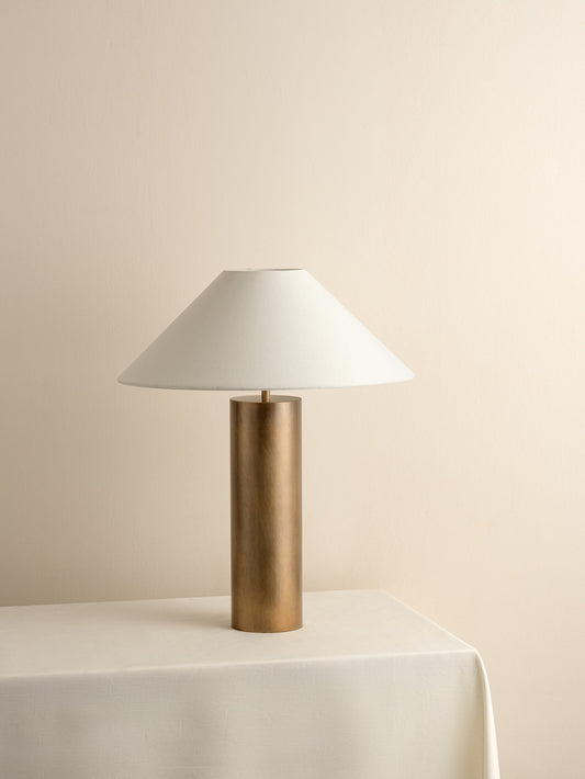 Bleeker - aged brass and linen table lamps