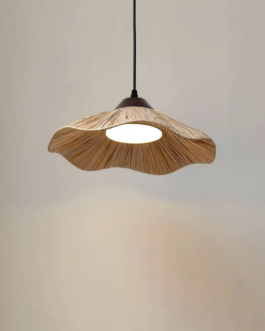 Pendant Light: Oil-Paper Wavy Sculptural Shade, Kitchen Island