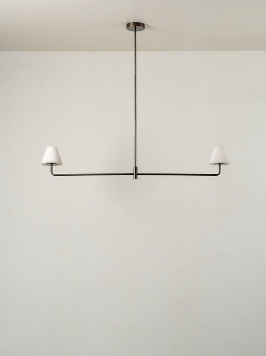 Alba - 2 light alabaster and bronze bar ceiling pendant