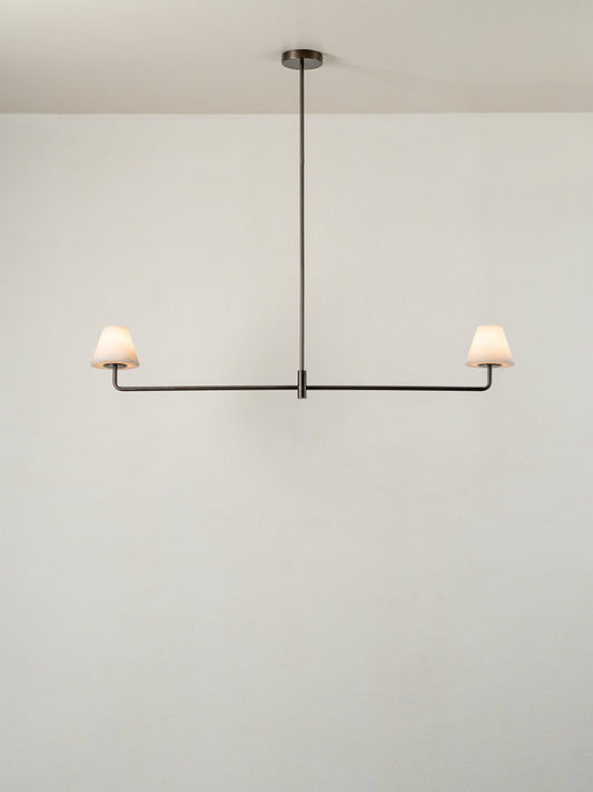 Alba - 2 light alabaster and bronze bar ceiling pendant