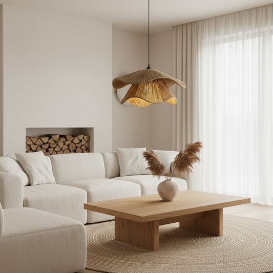 Hemp Rope Pendant Light: handwoven light for kitchen island light, bedroom lighting