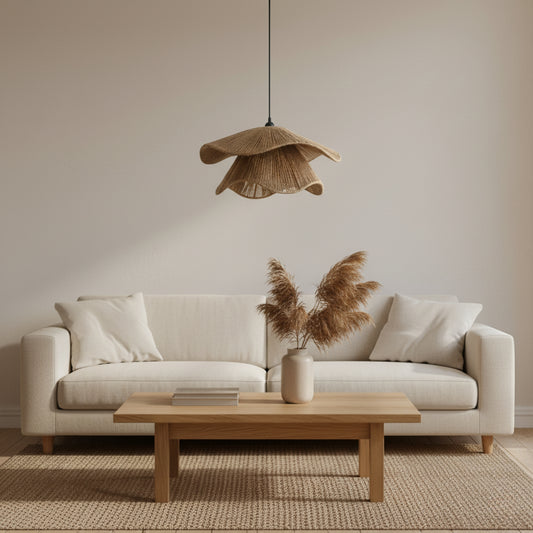 Hemp Rope Pendant Light: handwoven light for kitchen island light, bedroom lighting