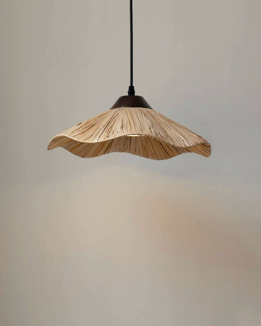 Pendant Light: Oil-Paper Wavy Sculptural Shade, Kitchen Island