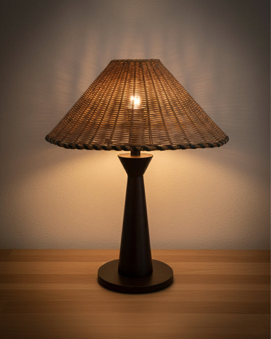 Rattan Table Lamp, Ambient Lighting, Bedside Lamp, Boho Home Decor