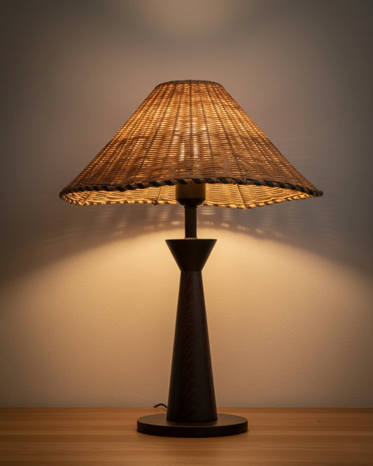 Rattan Table Lamp, Ambient Lighting, Bedside Lamp, Boho Home Decor