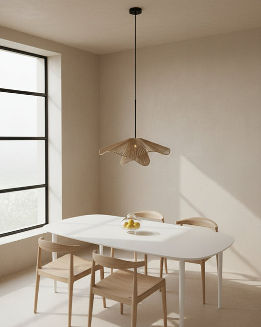 Rattan Pendant Light: Hemp Rope Handwoven Shade, Kitchen Island & Dining Room